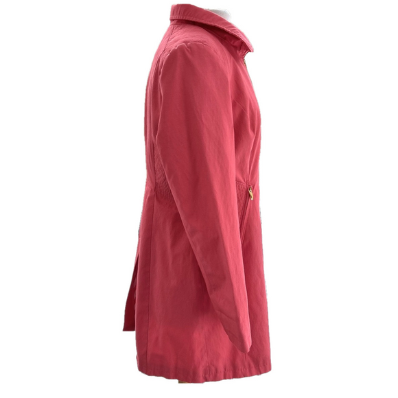 Via Spiga Water Repellent Rain Coat CoralCoral Trench Coat Size Large Zip - Picture 5 of 16